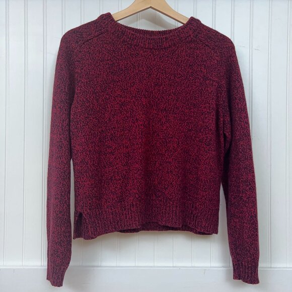 H&M Divided Red Black Marled Knit Sweater Pullover Women's Crew Neck Crop Top S - Picture 2 of 7